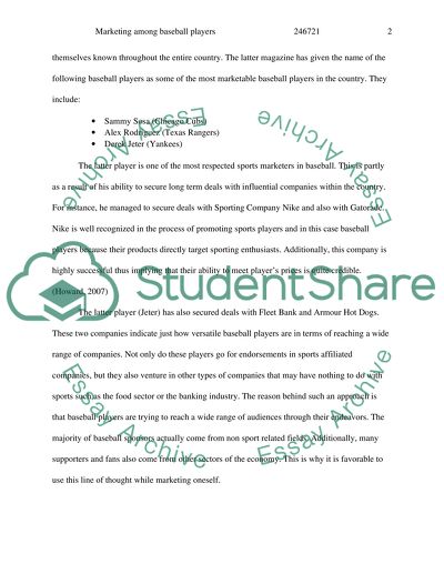 Marketing among Baseball Players