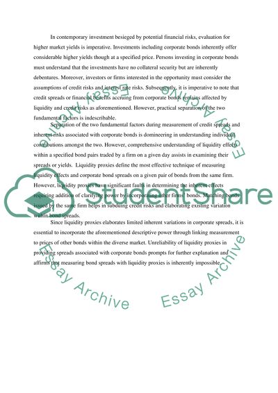 Liquidity Effects in Corporate Bond Spreads Summary