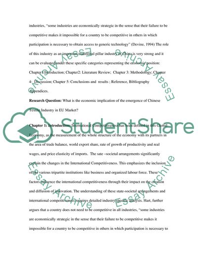 Competitiveness of Chinese Textile in EU Market