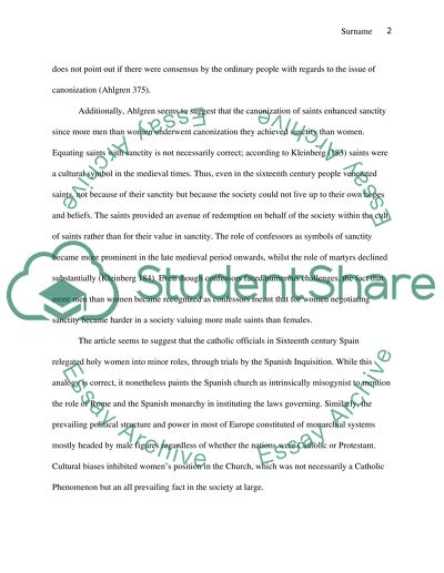 A Critical Reading of Negotiating Sanctity: Holy Women in Sixteenth-Century Spain by Ahlgren