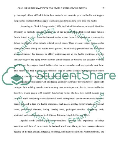 Oral Health Promotion for People with Special Needs