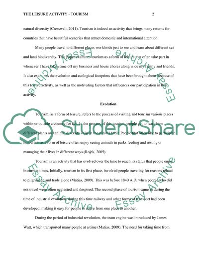 Any leisure activity that you like