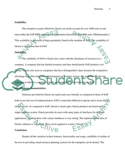 SAP and Oracle difference