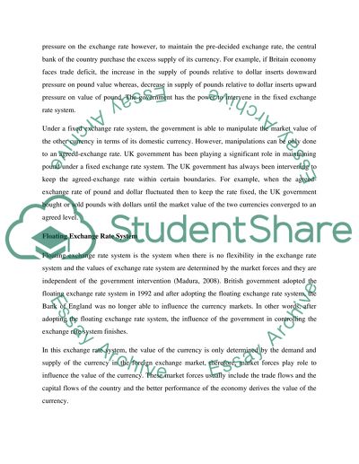 Exchange Rate System: Implications on British Pound