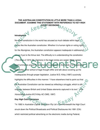 The Australian Constitution Is Little More Than A Legal Document