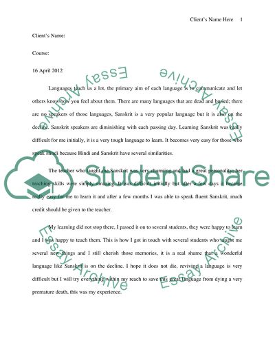 How I Learn Sanscrit