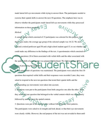 Lateral Movement of Human Eyes While Processing Information