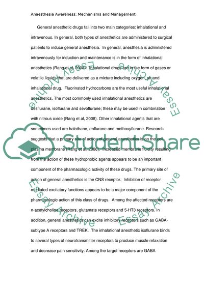 Intraoperative Awareness - Mechanisms and Management