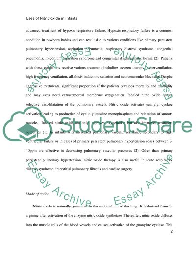 Use of Nitric Oxide in Infants