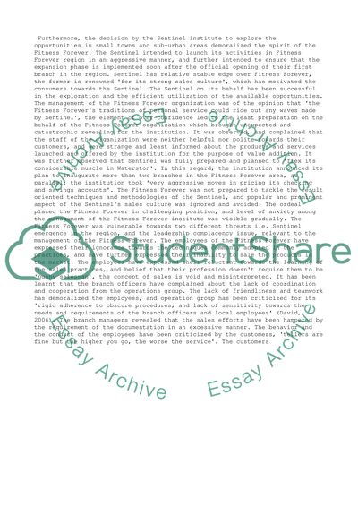 The Management of the Fitness Forever Organization