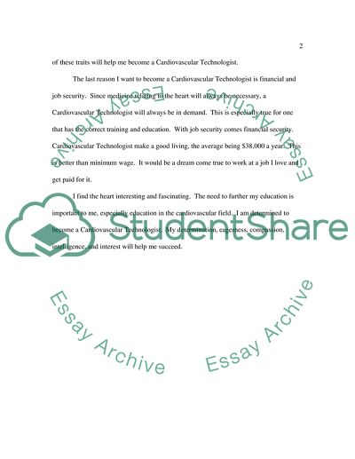 Why I want to be a Cardiovascular Technologist