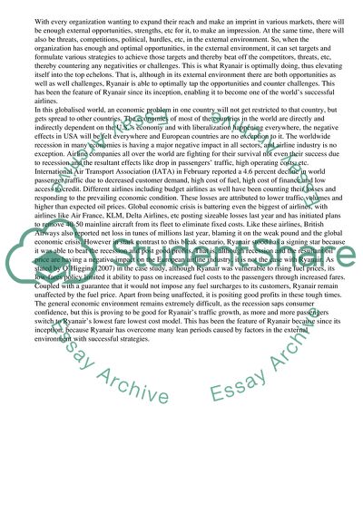 Environmental Analysis with Specific Focus on Ryanair