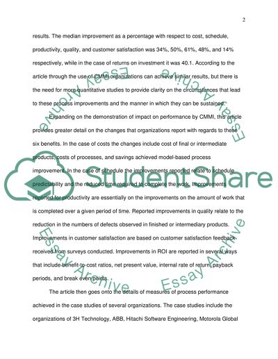 How Performance Results of CMMI-Based Process Improvement Relates to CMMI