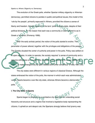 SPARTA VS ATHENS: POLITYCAL SYSTEMS