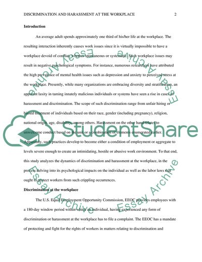 Harassment at the Workplace