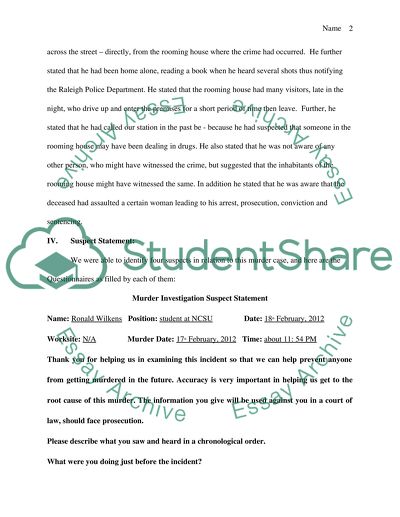 Investigative Report Writing. Randy Odleman Murder Investigation