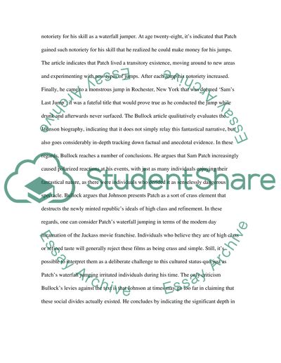 Analysis of Paul Johnsons Biography Sam Patch, the Famous Jumper