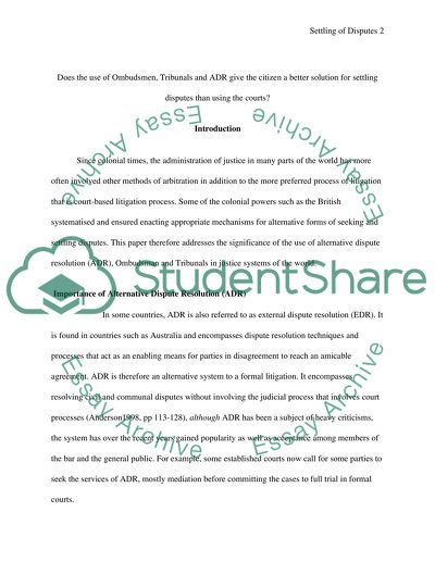 Importance of Alternative Dispute Resolution
