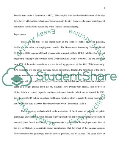 Accounting Issues that contributed to the Detroit Bankruptcy