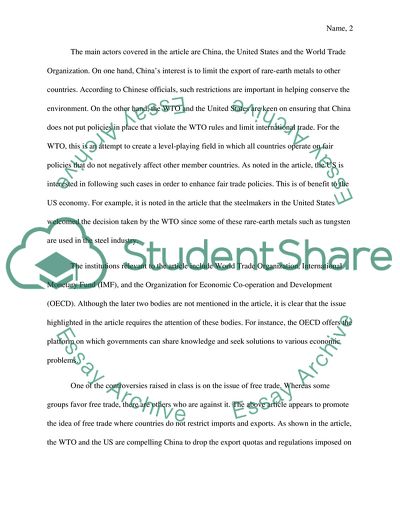 International Politics Current Event Memo