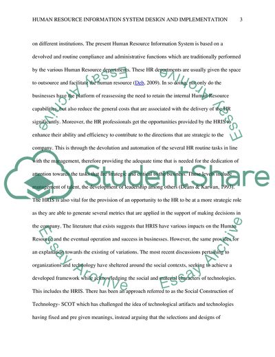 Human Resource Information System Design and Implementation
