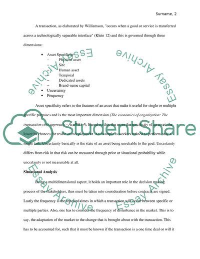 Strategic Management of Transaction Cost Economics