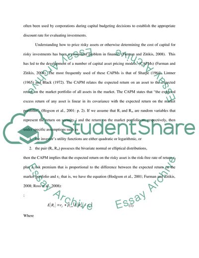 The Relevance of Portfolio Theory and the Capital Asset Pricing Model