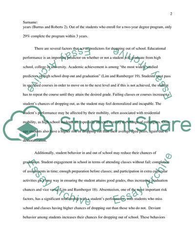 High Rate of High School, College and University Drop-Outs