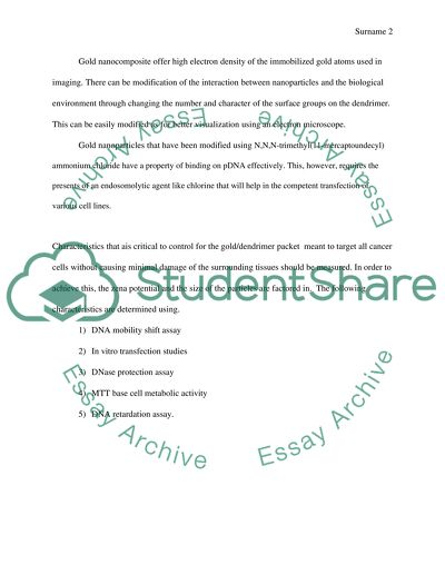 Reasons for Modifying the Surface of a Gold/ Deminder Nanocomposite Targeted System