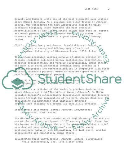 Samuel Johnson: World Civilization