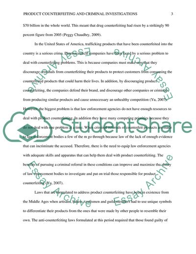 Product Counterfeiting and Criminal Investigations