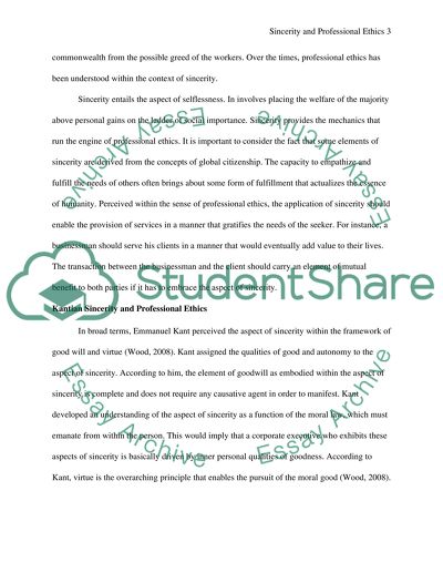 Sincerity and professional ethics