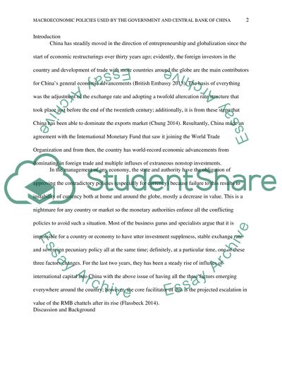 Macroeconomic Policies used by the Government and Central Bank of China