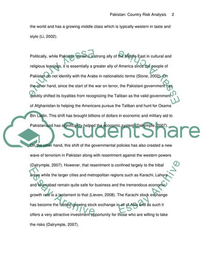 Pakistan: Political Risk Factors