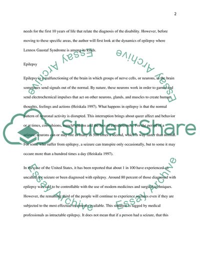 Lennox-Gastaut Syndrome as a Childhood Brain Disorder