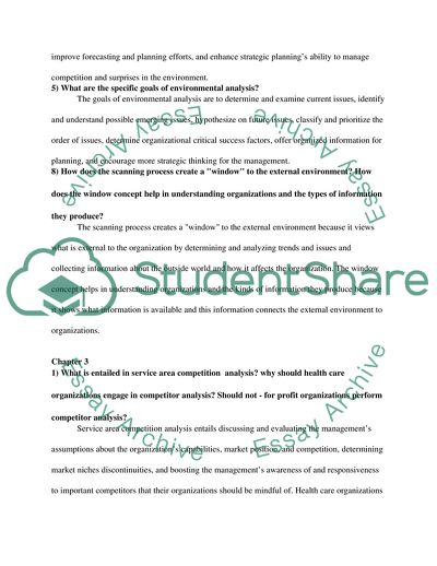 Strategic Management of Health Care Organization