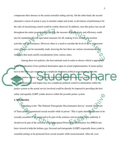 Policy Option Associated with the Emancipated Prison Rape Elimination Act