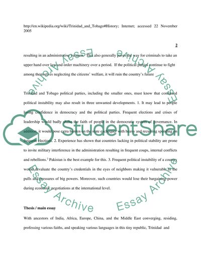 Social Democratic and Economic Progress in the Republic of Trinidad