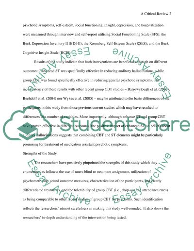 Randomized Controlled Trial of Group Cognitive-Behavioural Therapy vs Enhanced Supportive Therapy