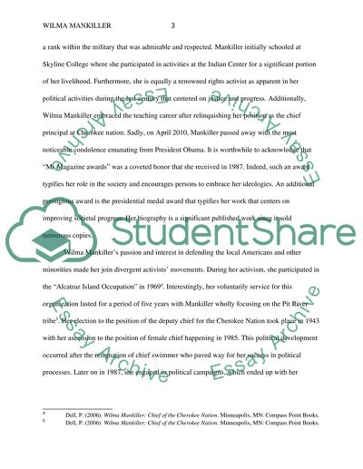 Biography reseach project on Important Native American Political Leader-Wilma Mankiller