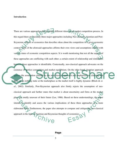 Standard Neoclassical View of the Competitive Process