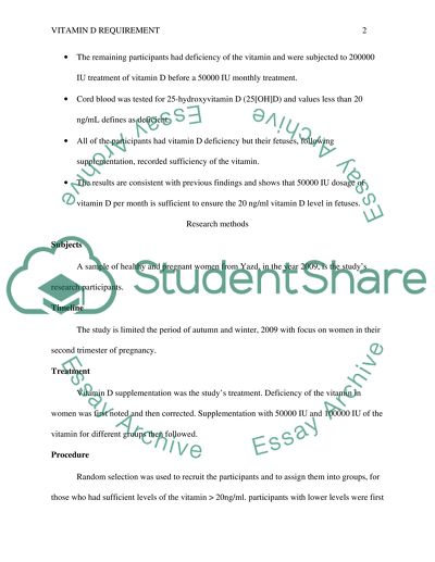 Vitamin D requirement in pregnancy