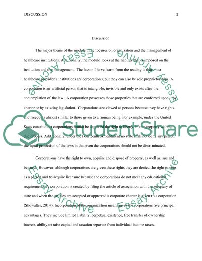 Organizational Management of Healthcare Institutions