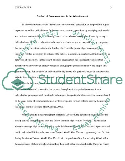 Method of Persuasion Used in the Advertisement