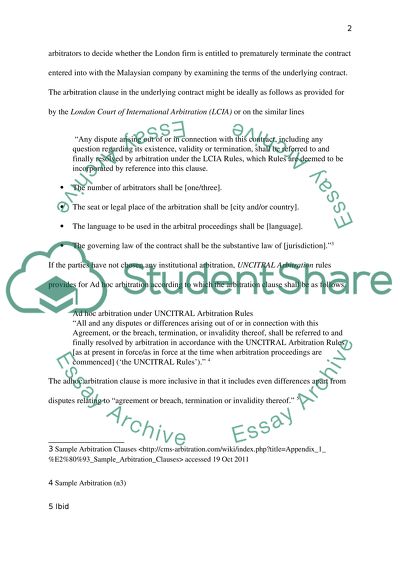 Arbitration Clause in a Contract