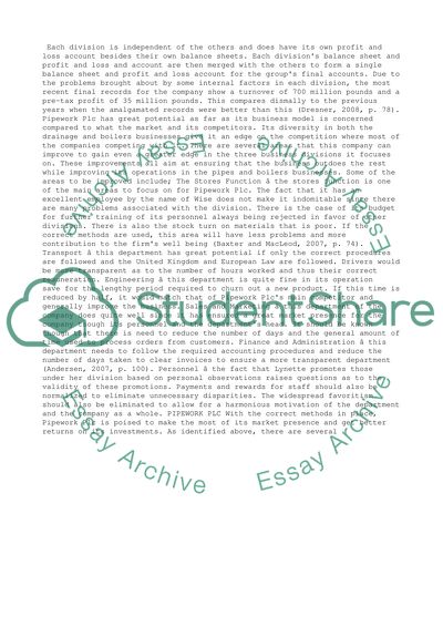 The Potential of the Pipework Plc