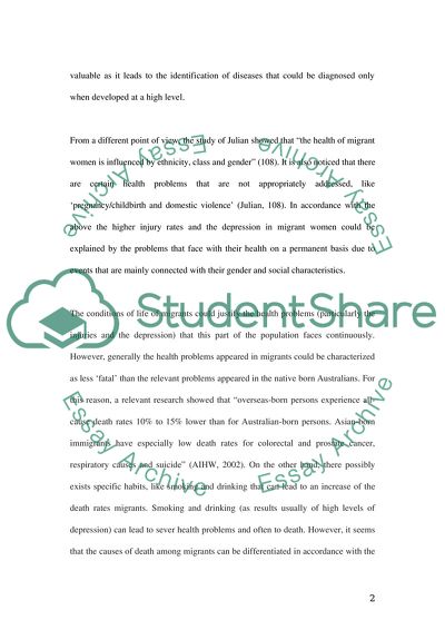 Ethnicity and Health Assignment