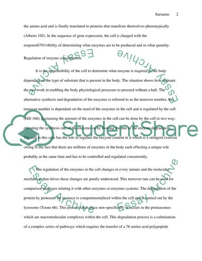The Regulation of Enzyme as a Control for a Cell
