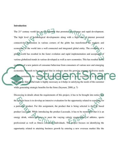 Lucozade Export Marketing Opportunity