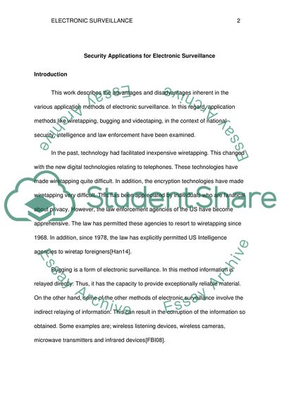 Security Applications for Electronic Surveillance